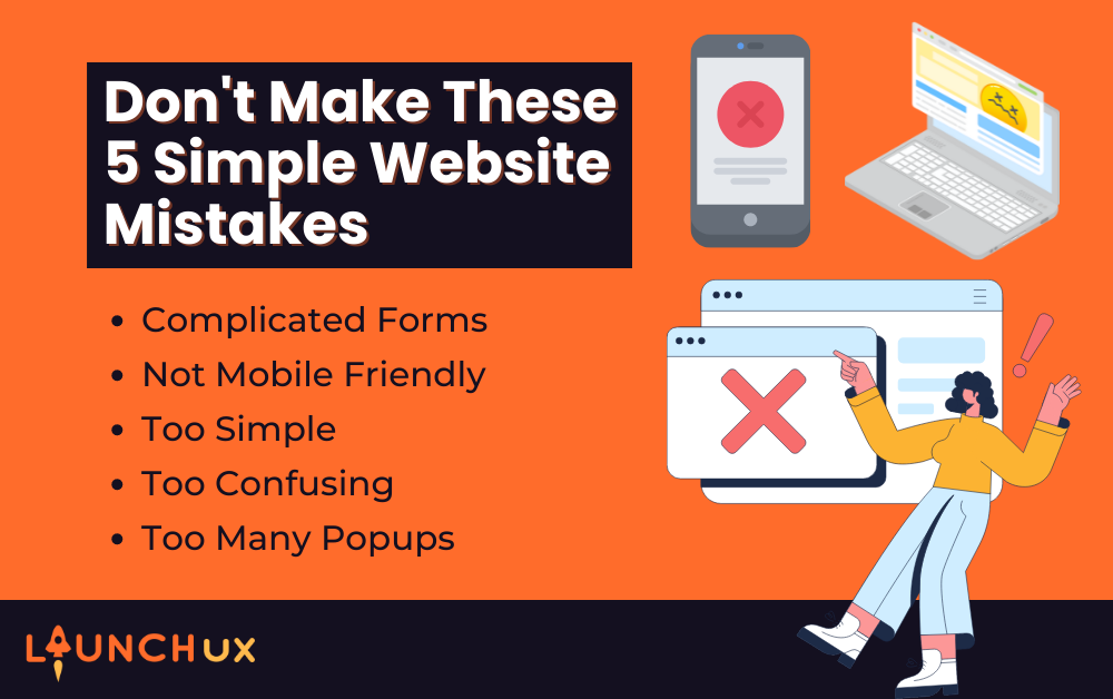 infographic for 5 common website mistakes
